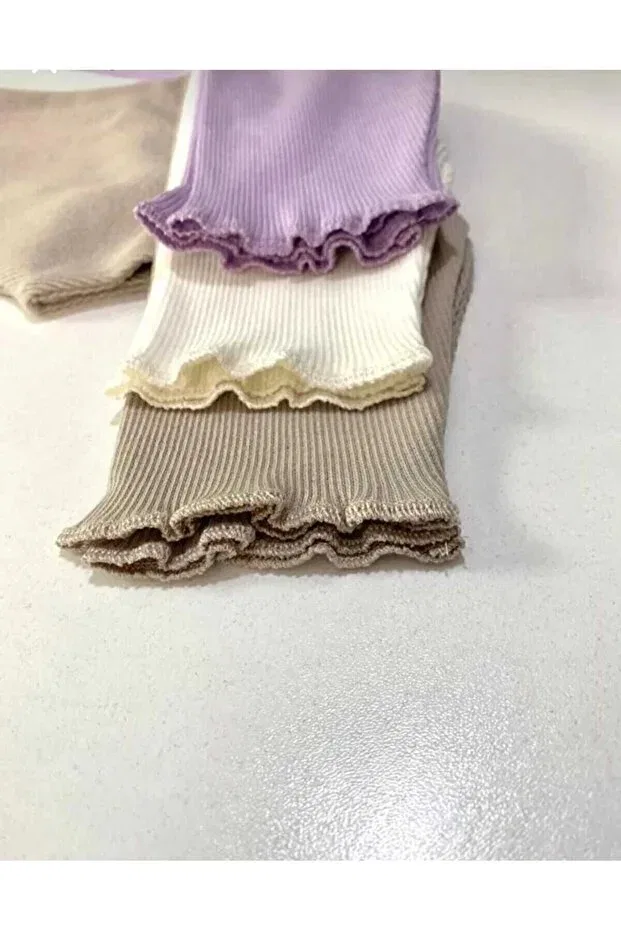 Детские леггинсы для девочек хлопковые Funkids ribbed flexible 3-piece baby tights children's tights single bottom Generic Brands, White — фото 4