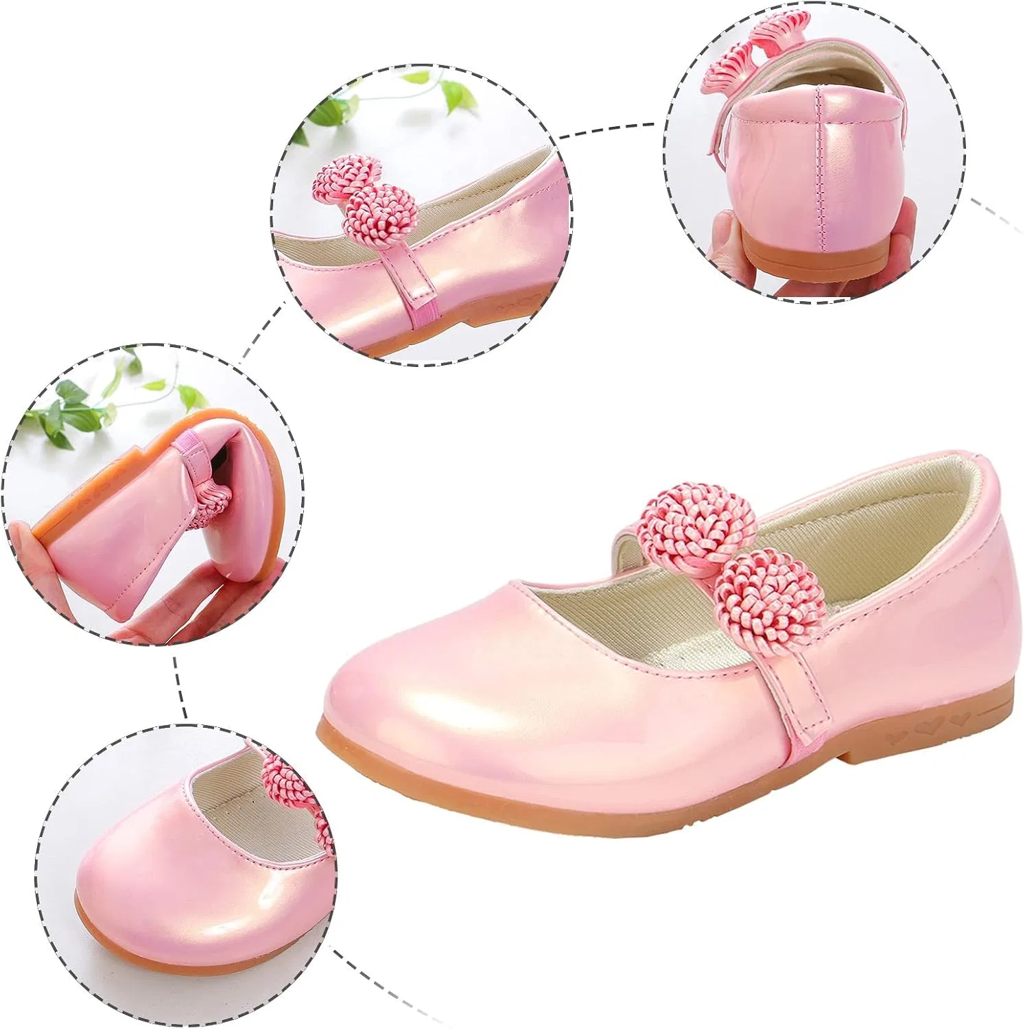 Детские кроссовки для девочек с бантом из белой кожи, Pink — фото 3
