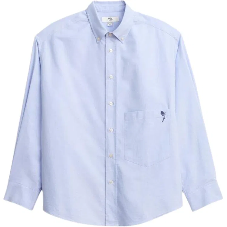 Мужская рубашка с отложным воротником Light Blue ZARA, Light Blue