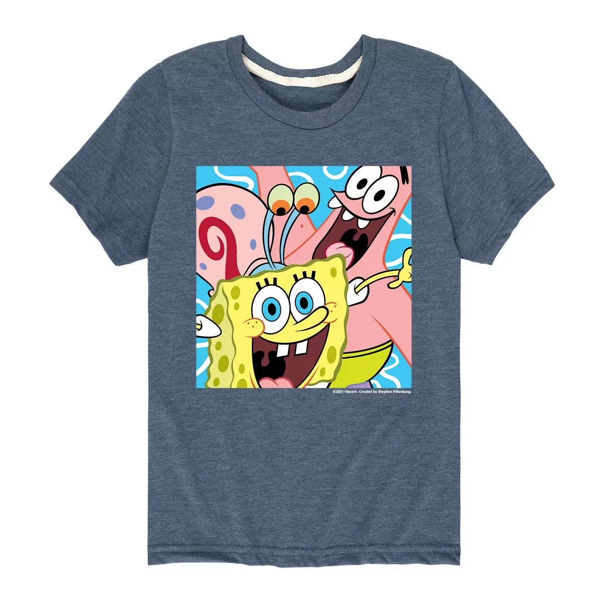 Детская футболка с принтом SpongeBob SquarePants - Patrick Gary Heather Blue