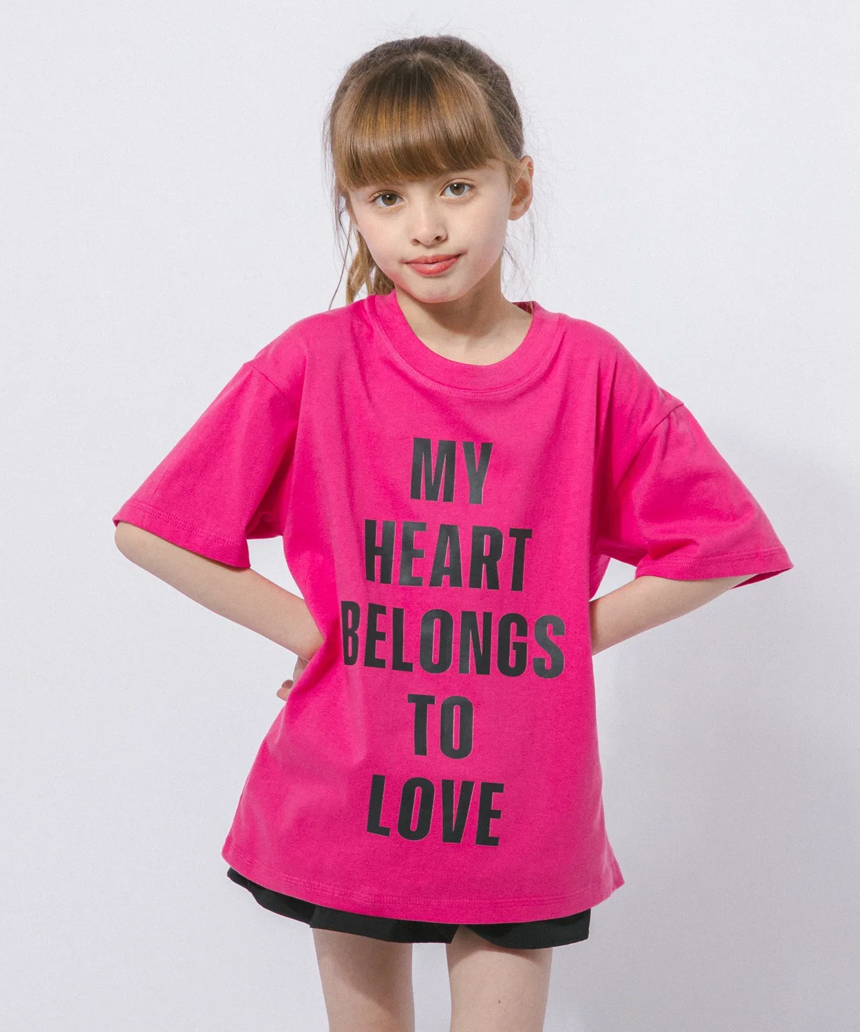 Детская футболка оверсайз с принтом Love Text URBAN CHERRY, Pink — фото 3