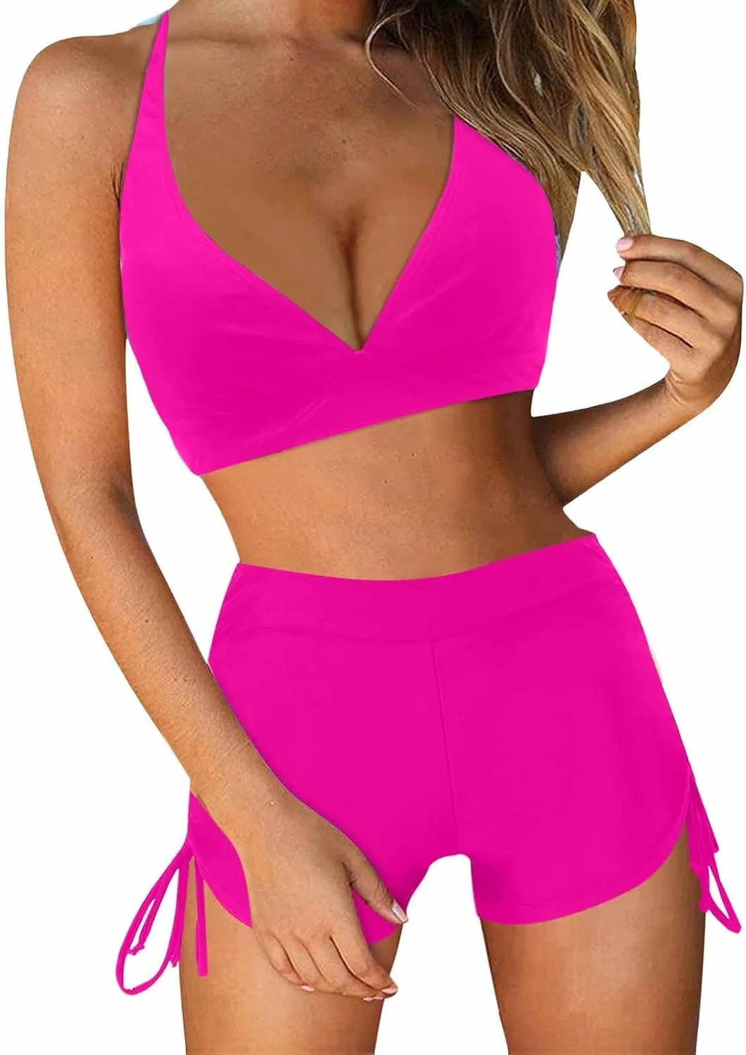 Женский бикини-комплект с пуш-ап топом Hot Pink