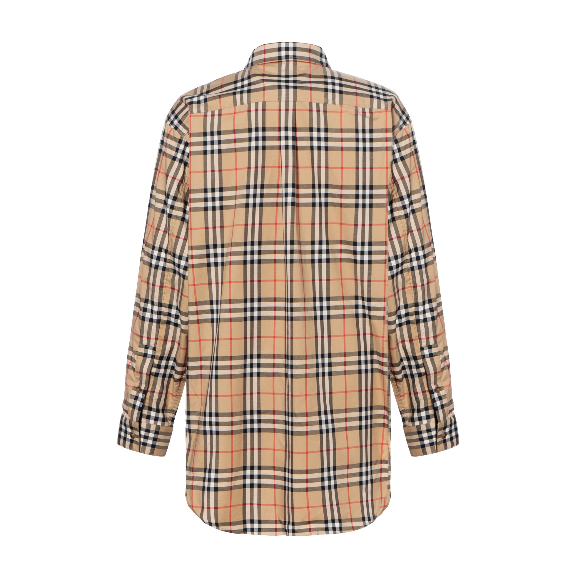 Рубашка Burberry, хлопок, оверсайз, бежевый — фото 4