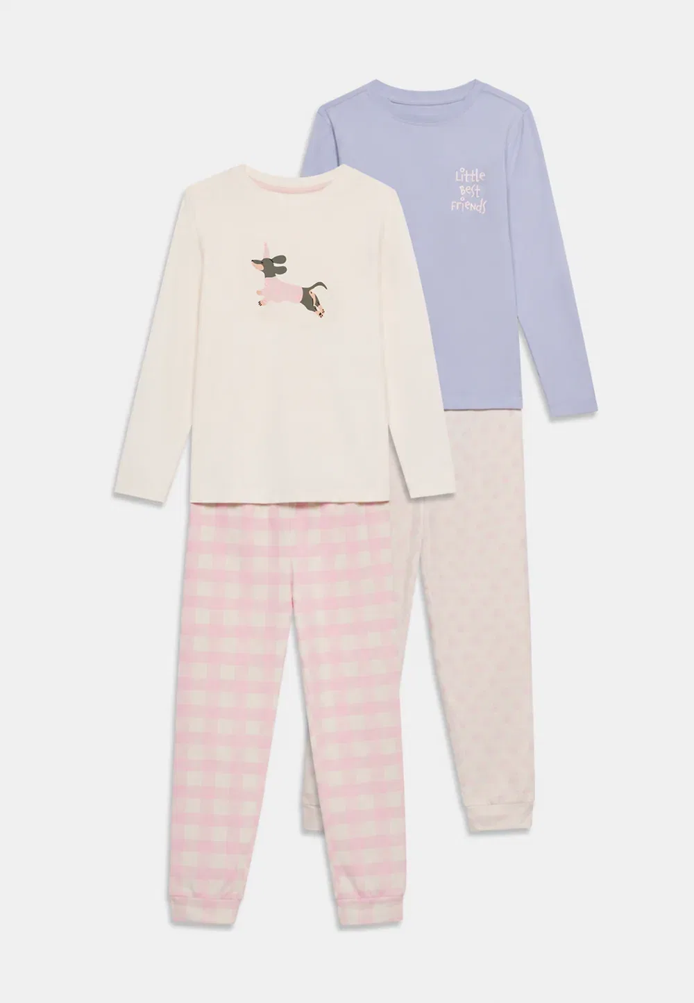 Комплект из двух пижам для девочек Friboo By Zalando, Off-White/ Pink/ Blue — фото 3