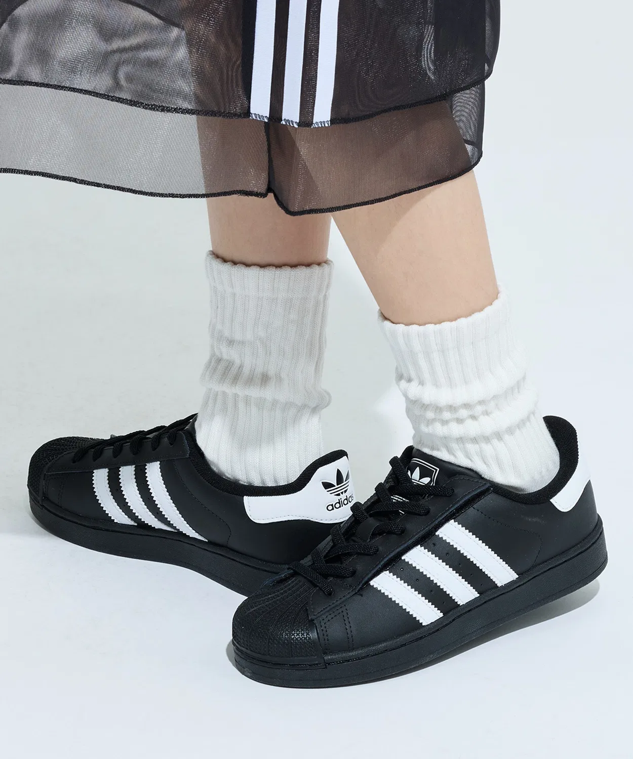 Детские кроссовки с липучкой SST II Comfort Closure Elastic Lace Shoes Adidas, Black