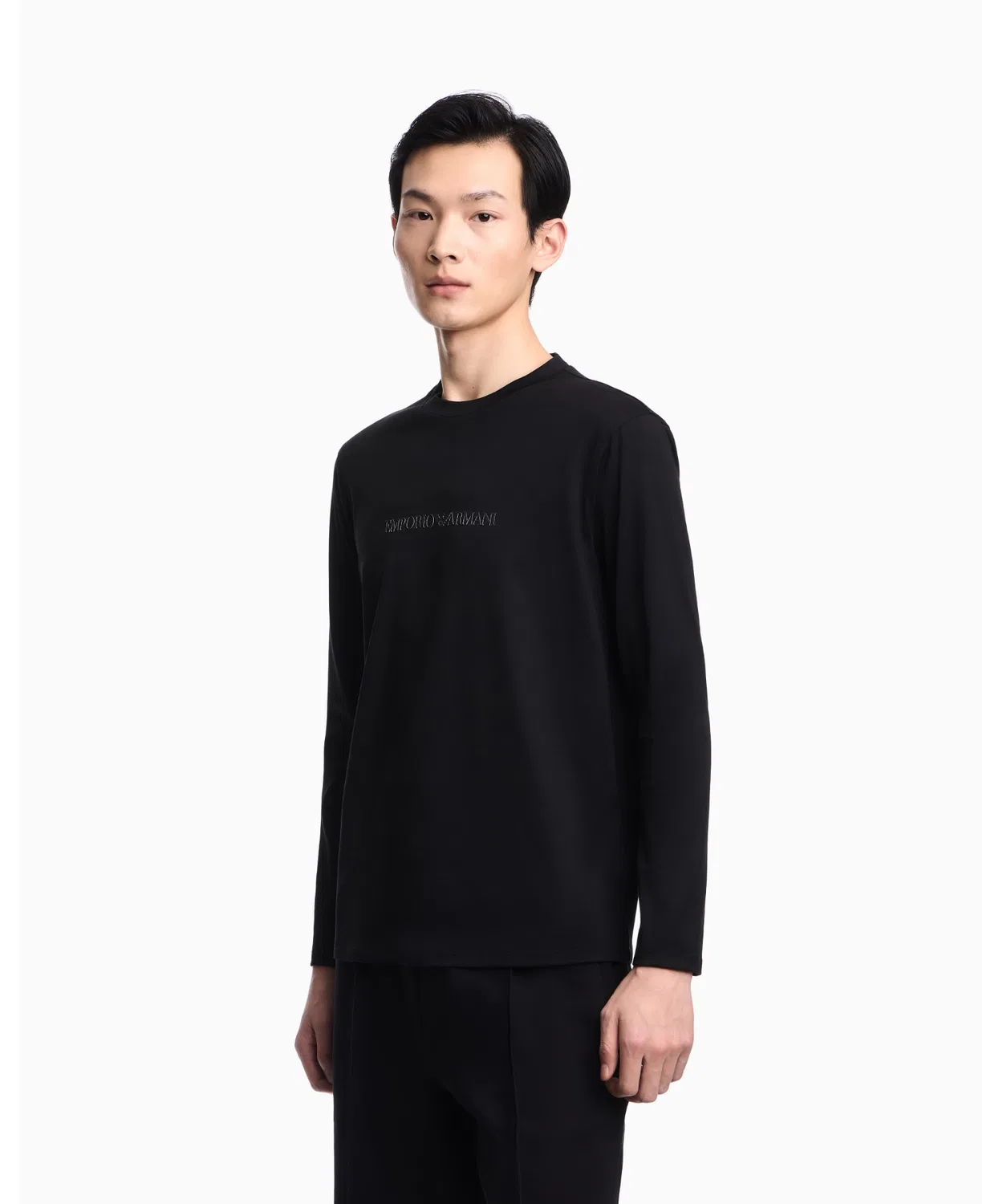 Мужской лонгслив с принтом Pima Jersey EMPORIO ARMANI, White — фото 2