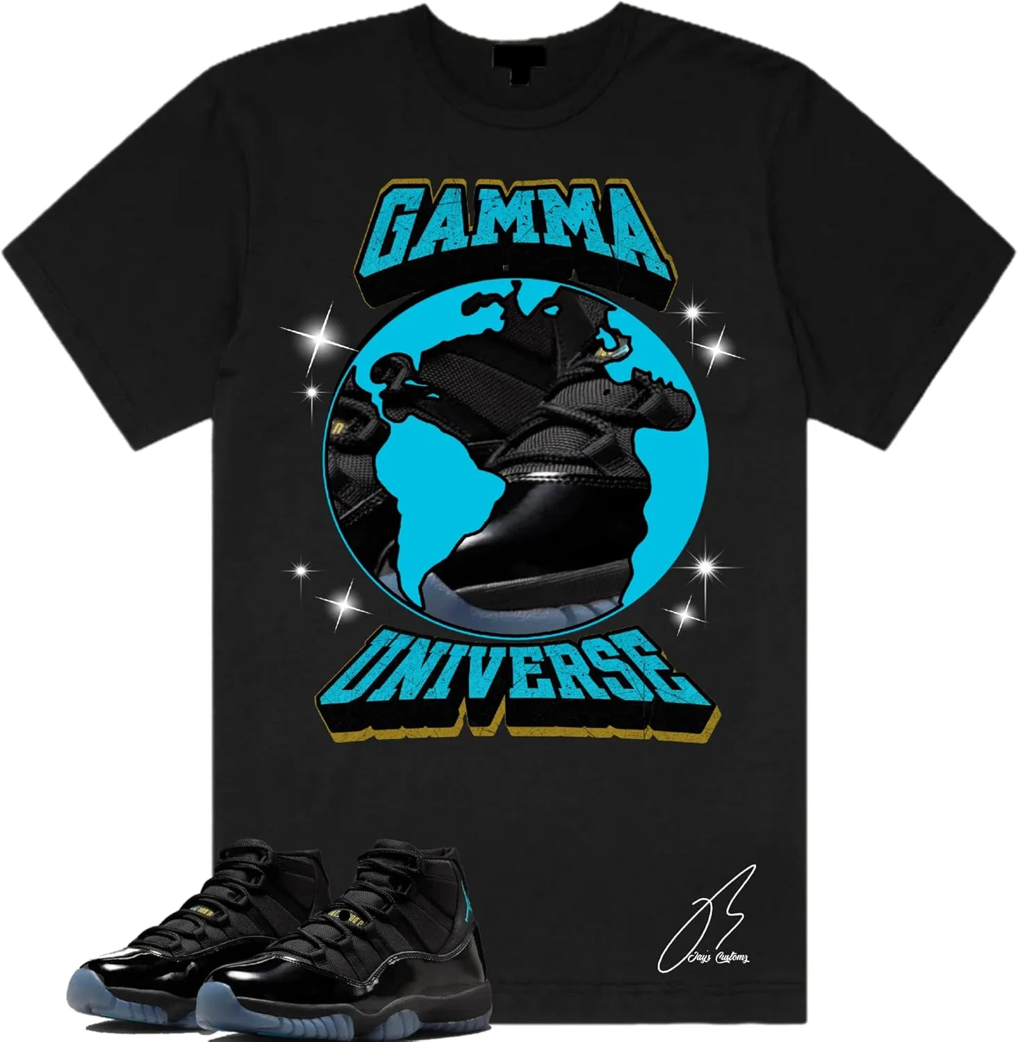 Мужская футболка с графическим принтом под кроссовки Jordan 11 Gamma, Black