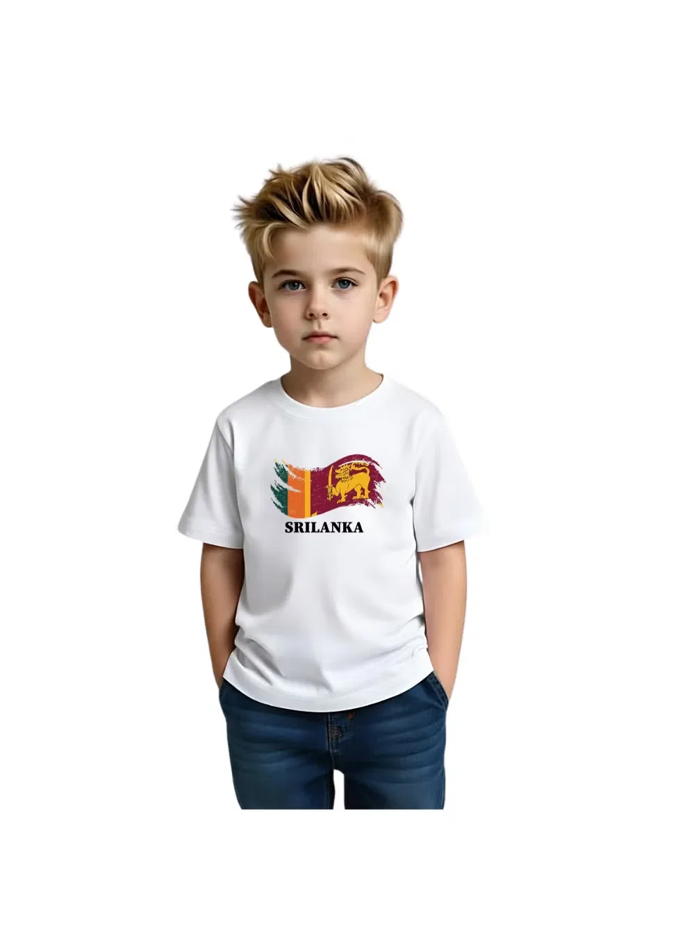 Футболка с принтом ко Дню независимости Шри-Ланки для мальчика Printshop4Me, белый