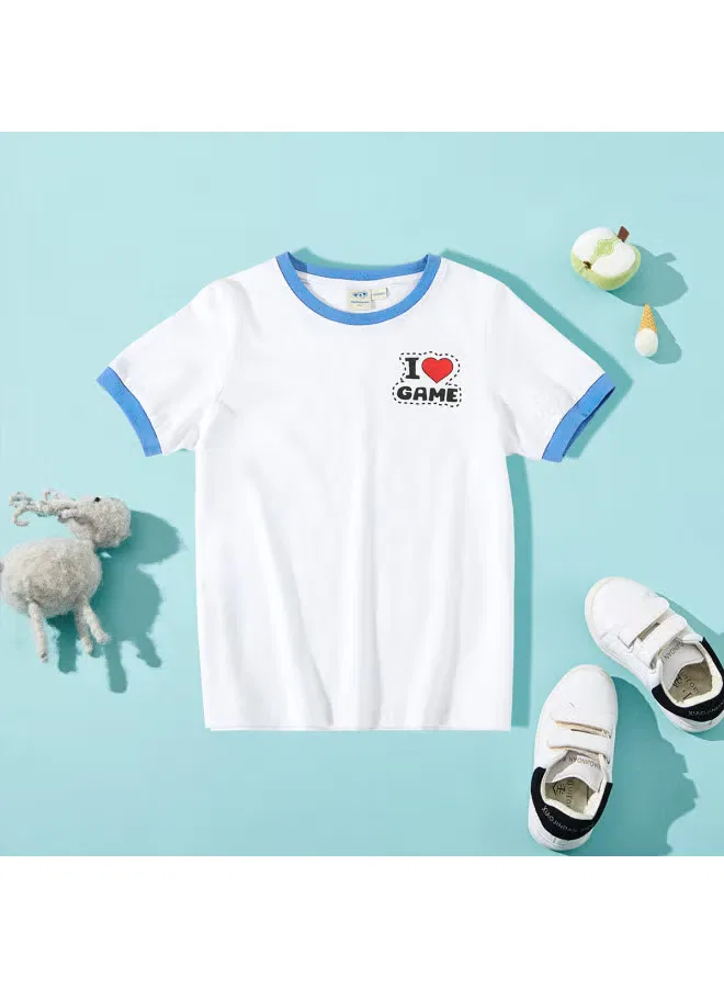 Футболка детская с принтом букв для мальчиков Jeanswest, белая — фото 4