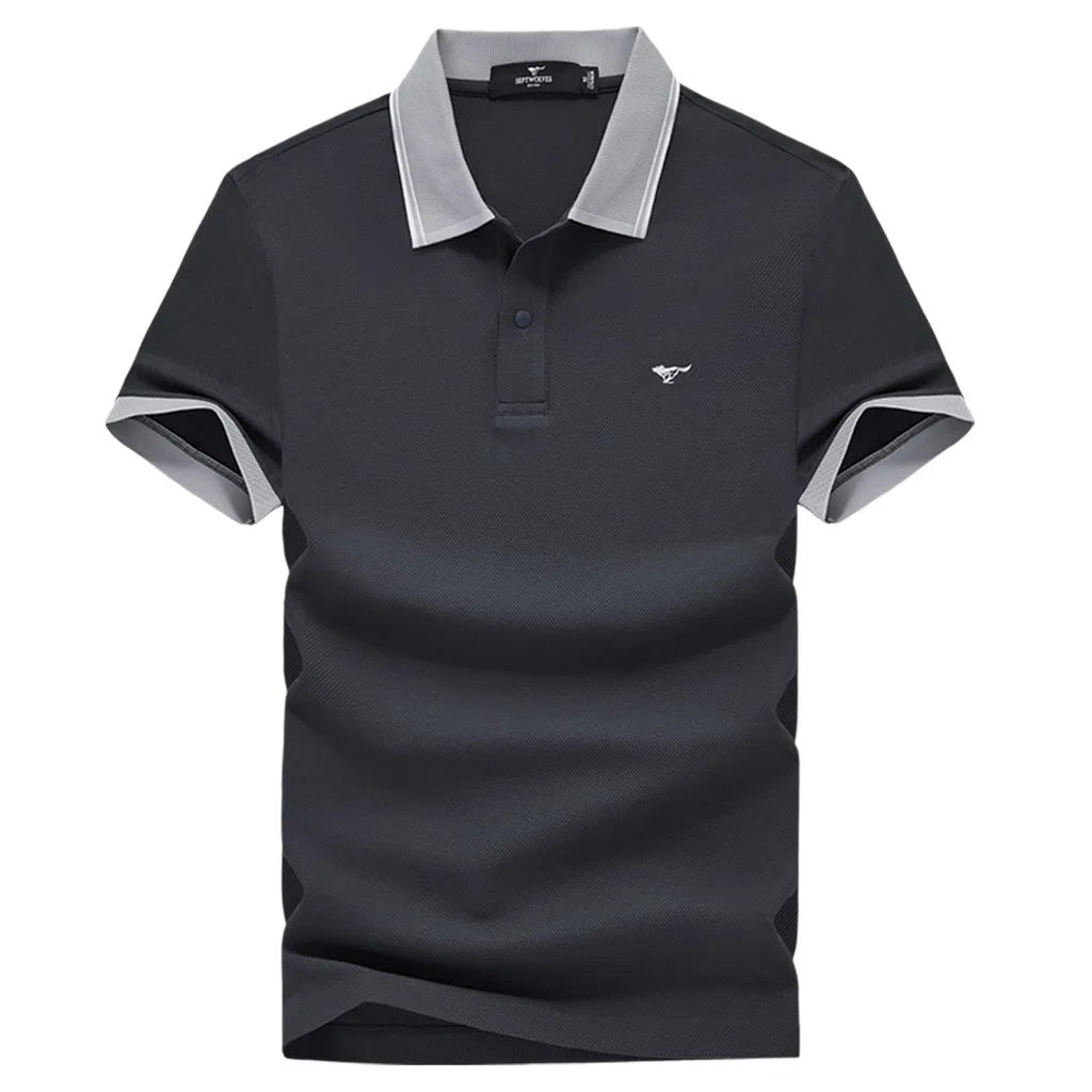 Детское поло Unisex Black Gray SEPTWOLVES