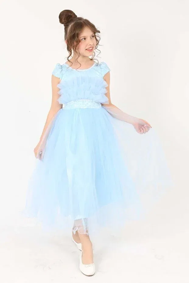 Детское платье для девочек кружевное Joui Co, Baby Blue — фото 2