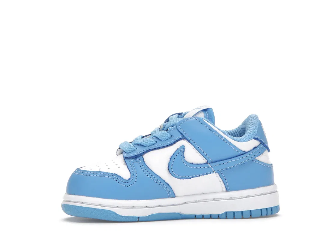 Детские кроссовки кожаные Nike Dunk Low Nike, White/University Blue-White — фото 3
