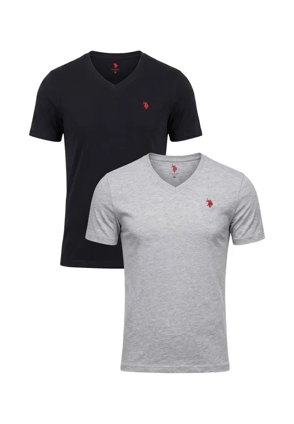 Футболка с V-образным вырезом Usriider 2 pack Basic T-shirt U.S. Polo Assn., grau-schwarz, черный/серый
