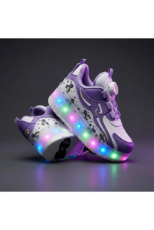 Детские кеды для девочек с принтом Skateboard shoes Rock, Purple