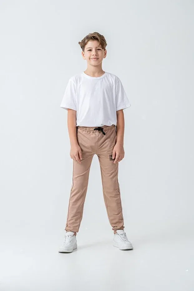 Детские спортивные штаны для мальчиков с принтом Break the limits Mışıl Kids, Beige