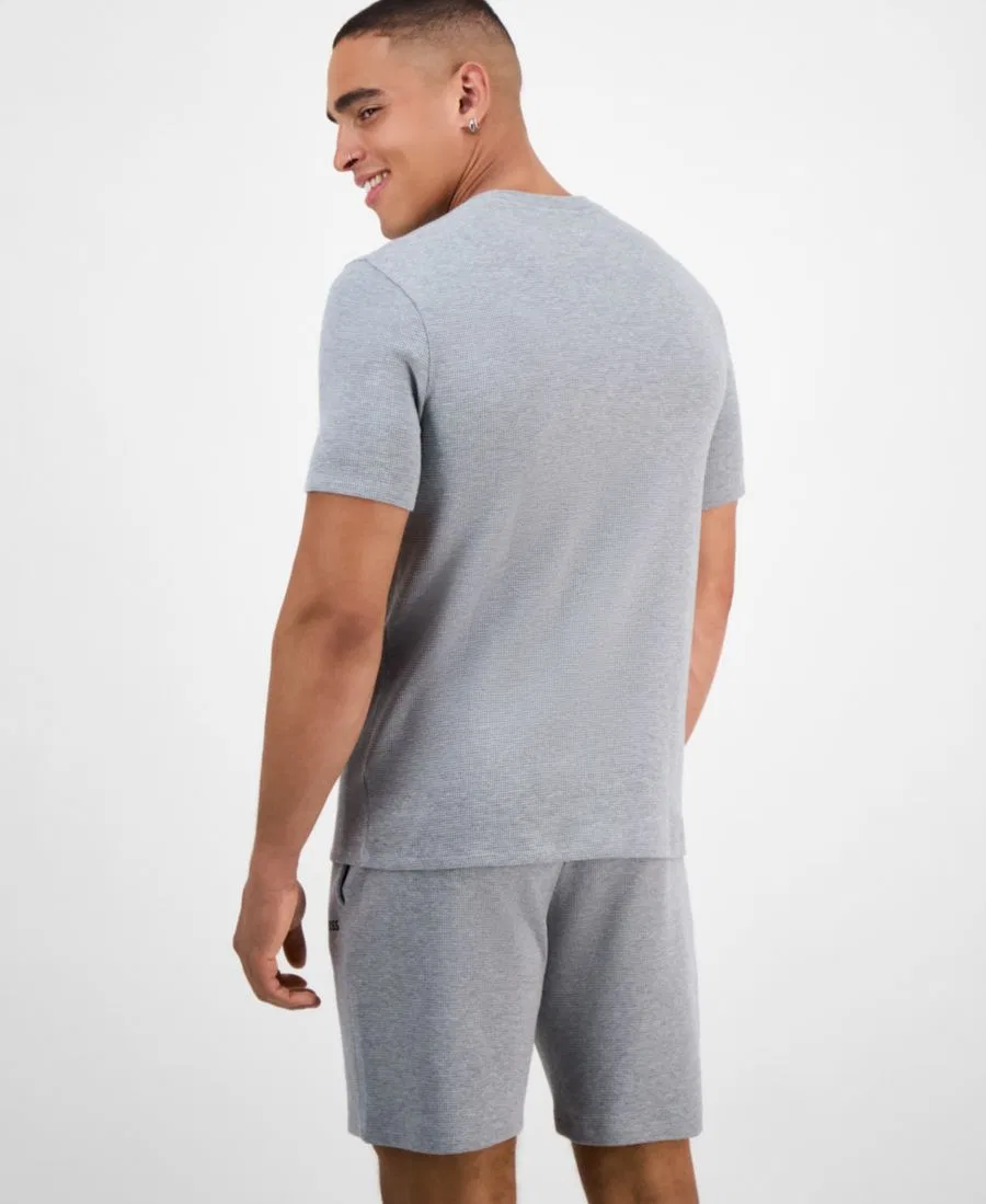 Мужская ночная футболка из вафельной вязки от Hugo Boss BOSS, Medium Grey — фото 4