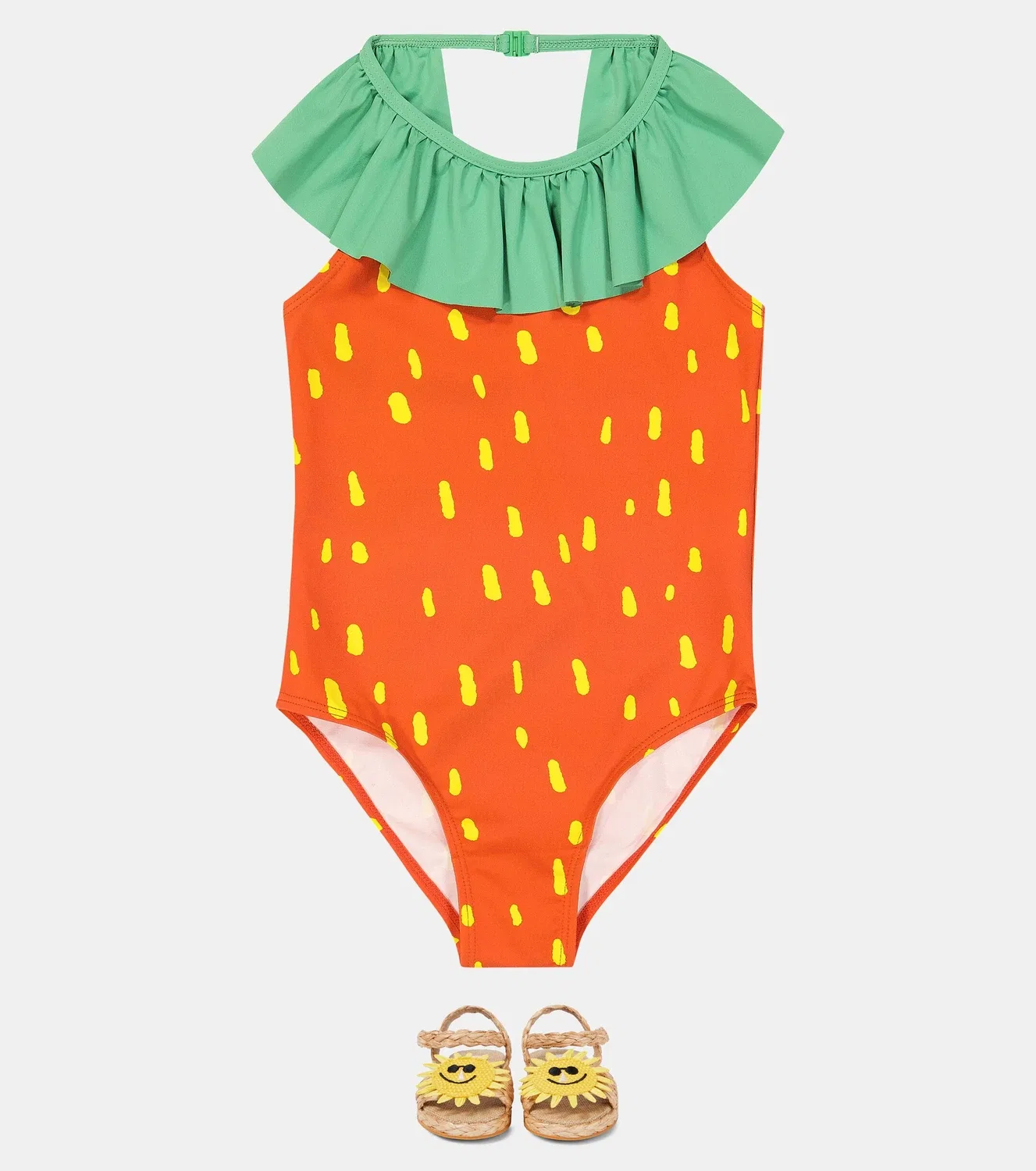 Раздельный купальник с принтом клубники Stella Mccartney Kids, красный — фото 2