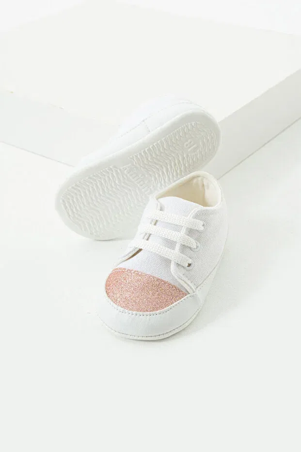 Детские ботинки для девочек с блестками Yummy Kids, White/Powder — фото 3