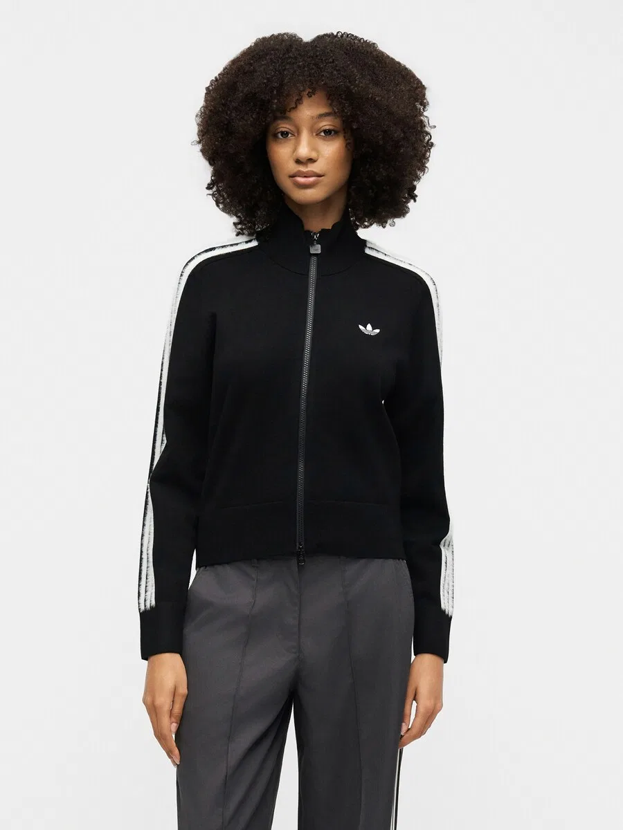 Вязаный кардиган ADIDAS ORIGINALS 'Firebird' черного цвета — фото 2