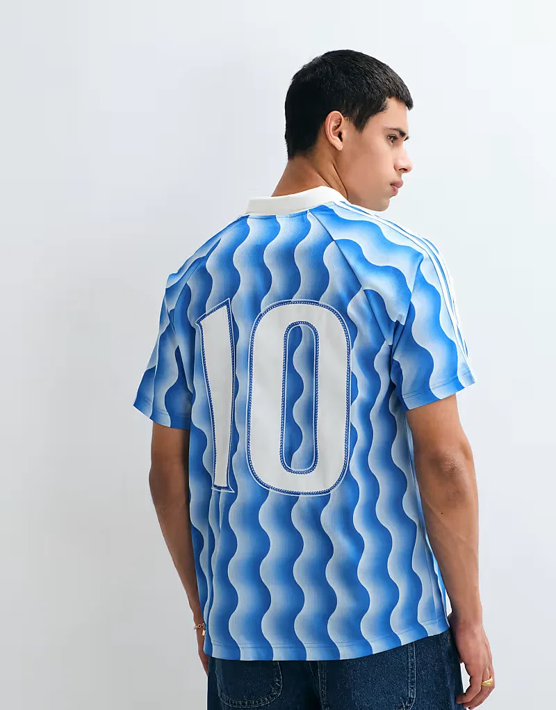 Летняя футболка Adidas Originals с логотипом, выполненным синим шрифтом — фото 3