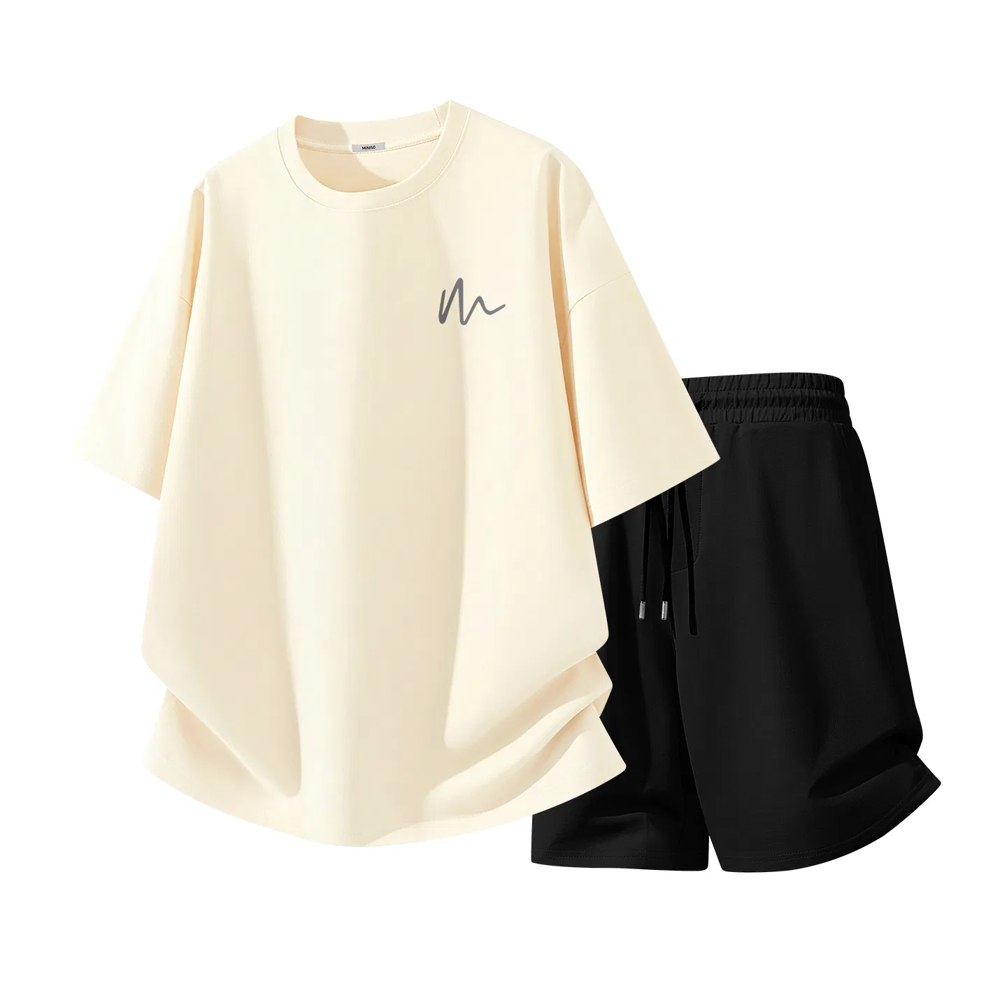 Комплект спортивной одежды Детский хлопковый MINISO, Light Beige, Black
