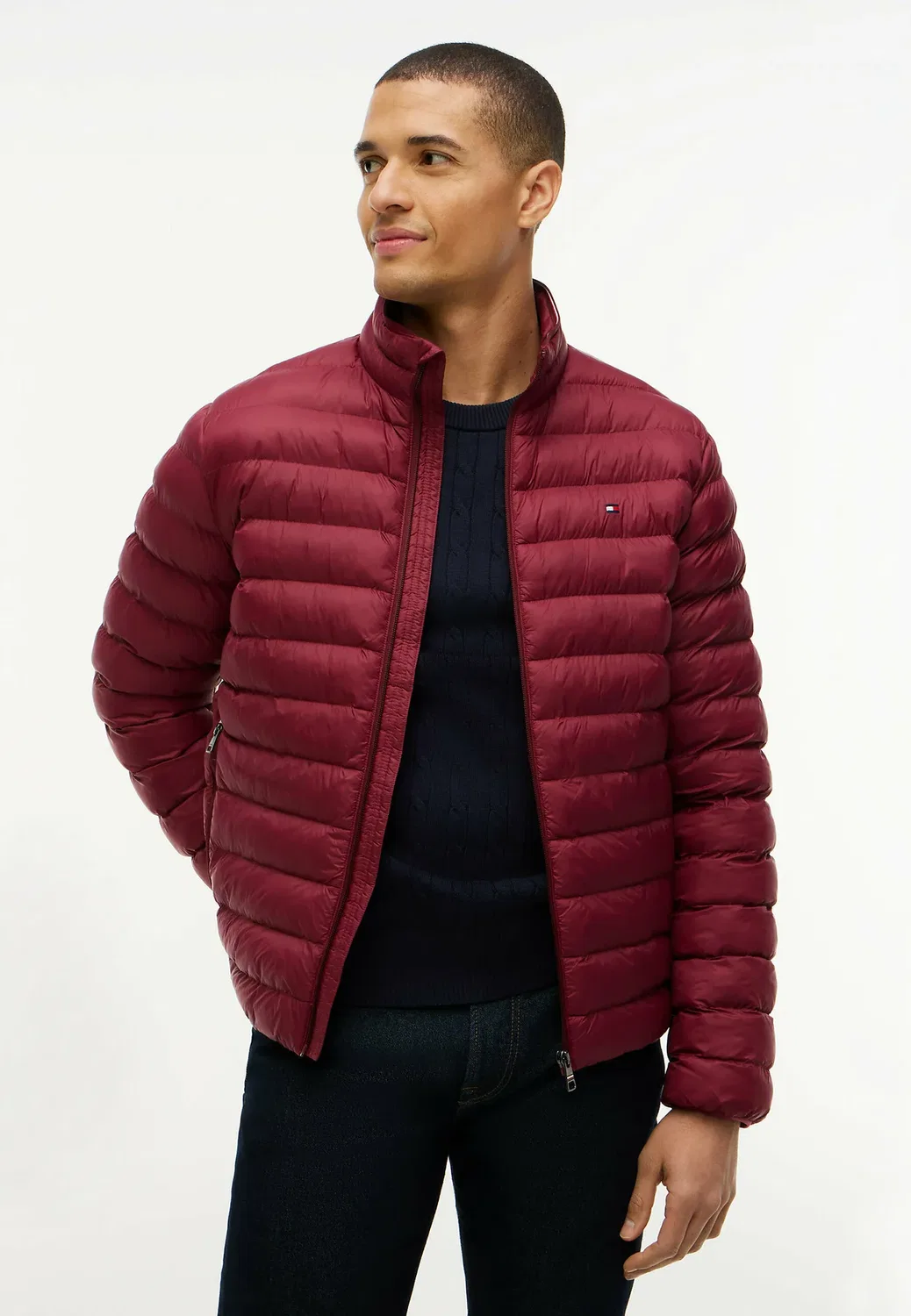 Удобная, компактная стеганая куртка - зимняя куртка Tommy Hilfiger, Burgundy