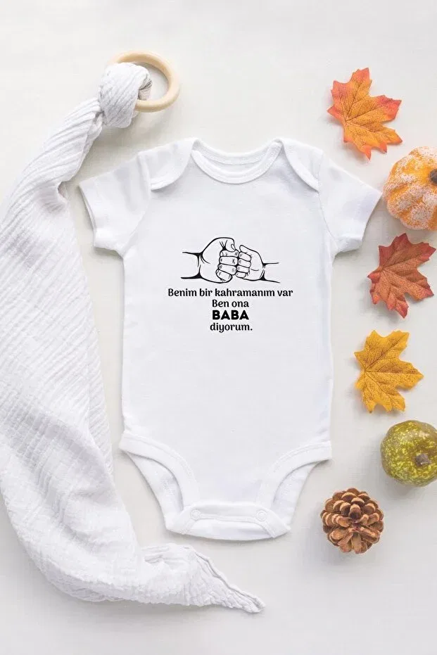 Детское боди с принтом Happy First Father's Day My Dear Dad Tuğbababy, Белый