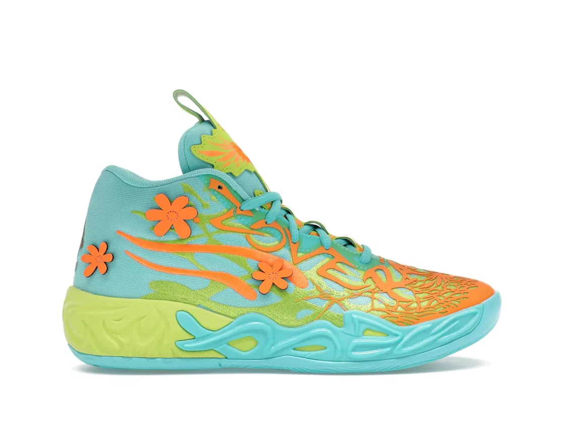Детские кроссовки для мальчиков с принтом Puma LaMelo Ball MB.04 Scooby-Doo (GS), Aquatic/Lime Smash/Heat Fire
