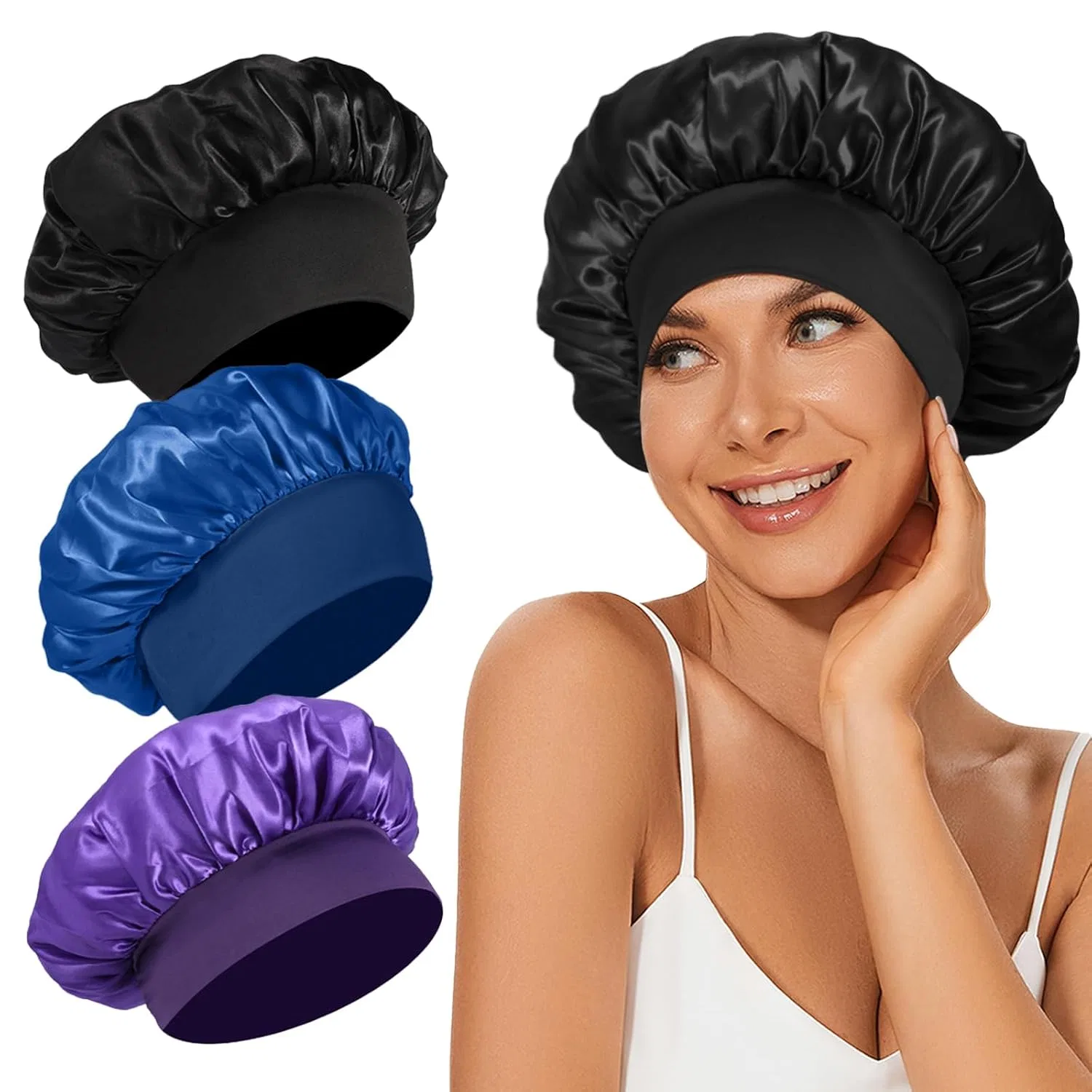 Шапочка для душа Satin Bonnet, 3 шт, LEADUWAY, Set-01