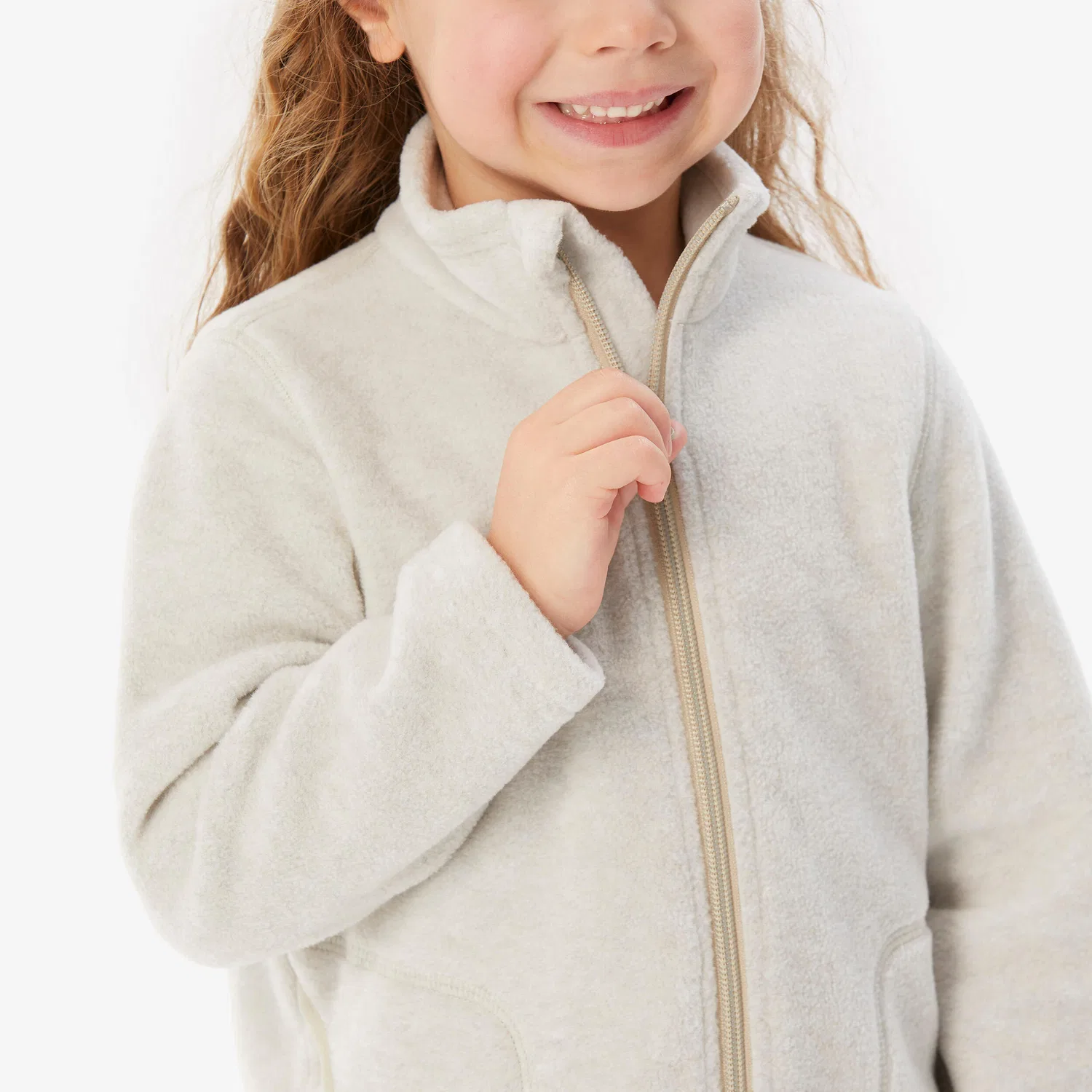 Детская флисовая куртка с молнией MH100 Quechua, Beige — фото 3