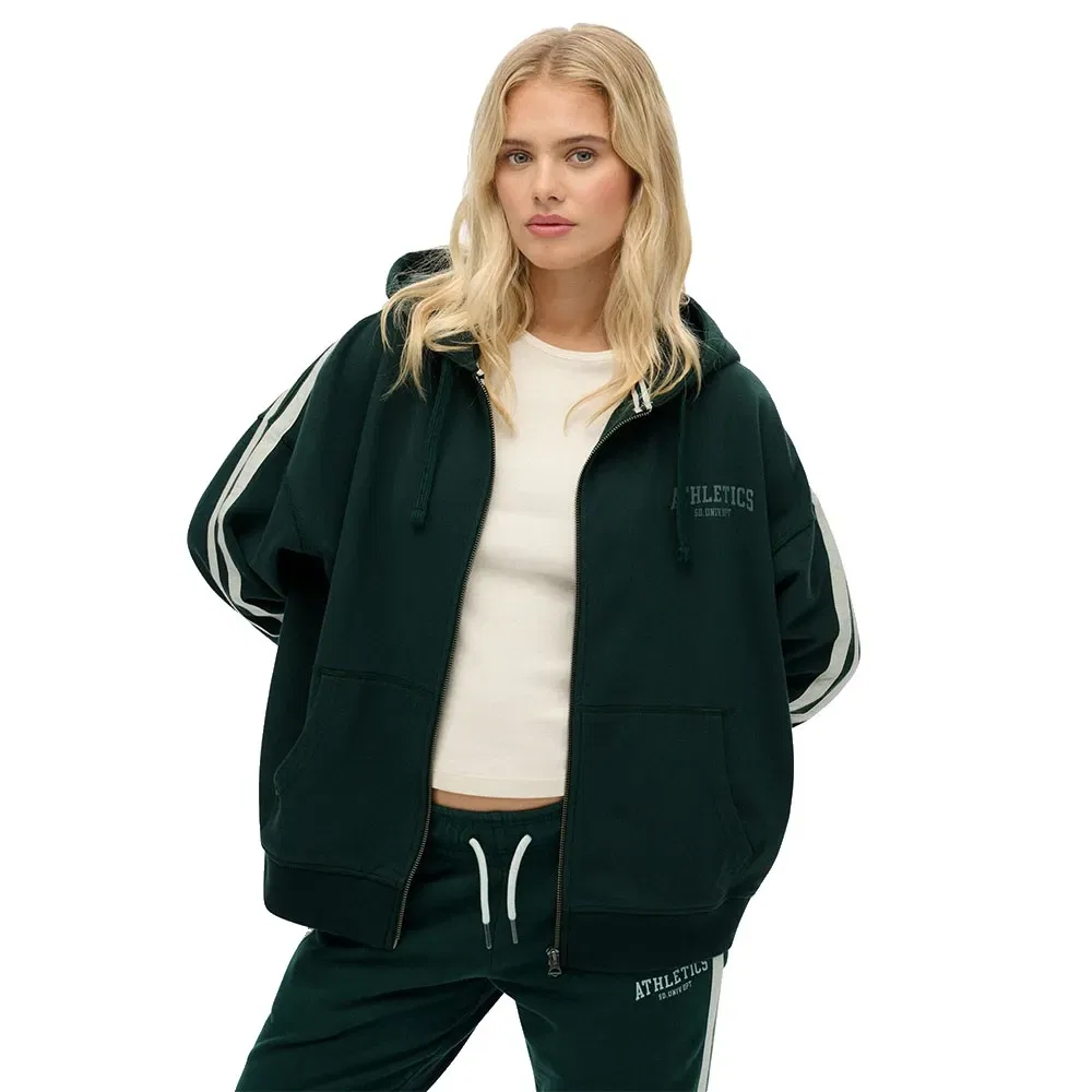 Худи на молнии Athletic Essentials Relaxed Fit Superdry, зеленый