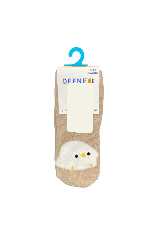 Детские носки с животным принтом E008-24 model baby socks Defne Baby, Beige
