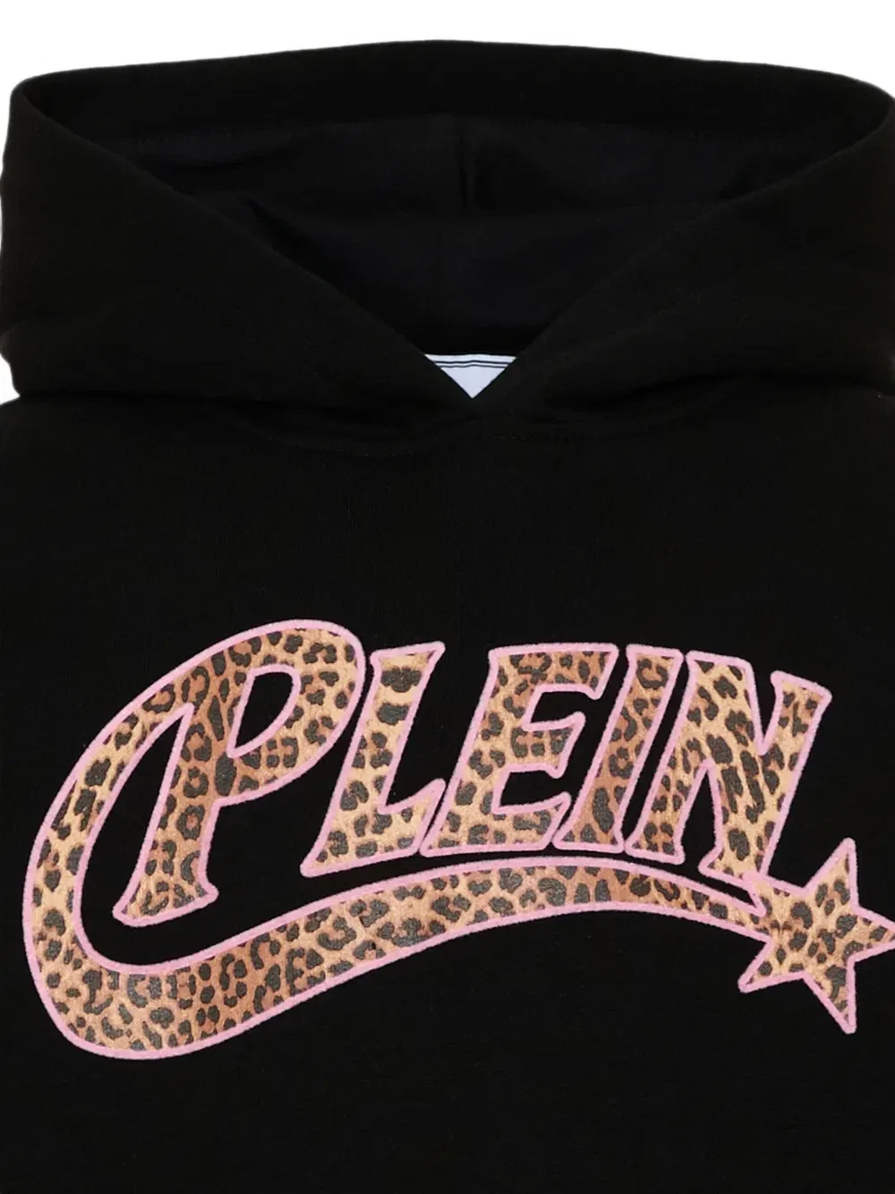 Худи с нашивкой-логотипом и леопардовым принтом Philipp Plein Junior, черный — фото 3