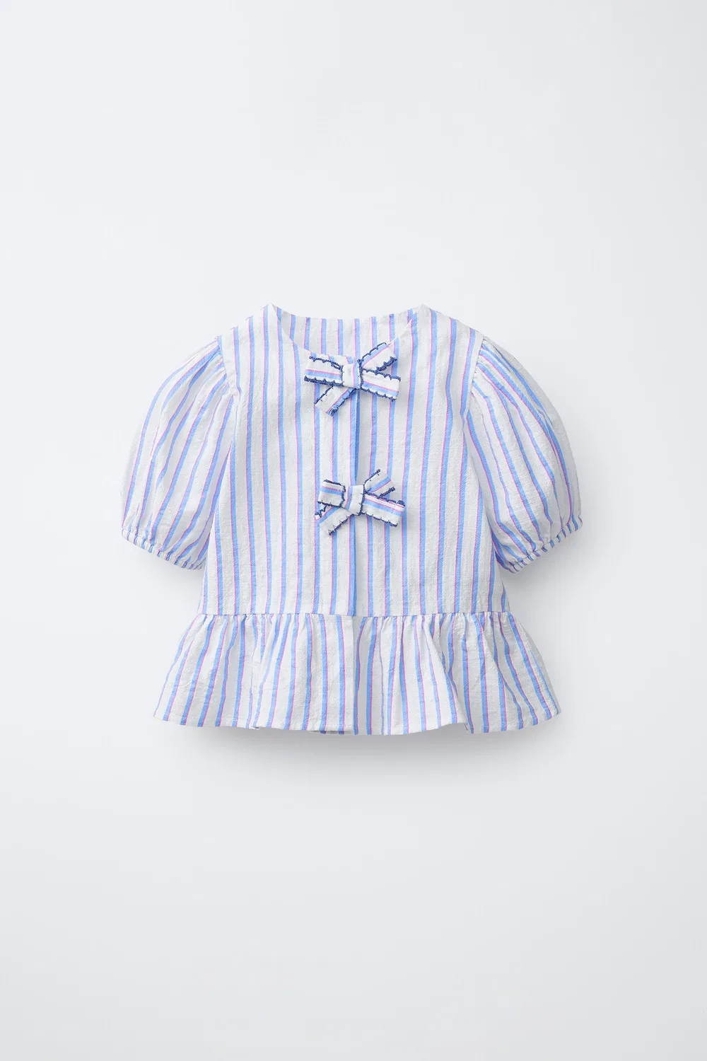 Полосатая блузка с бантиками ZARA, Oyster-White