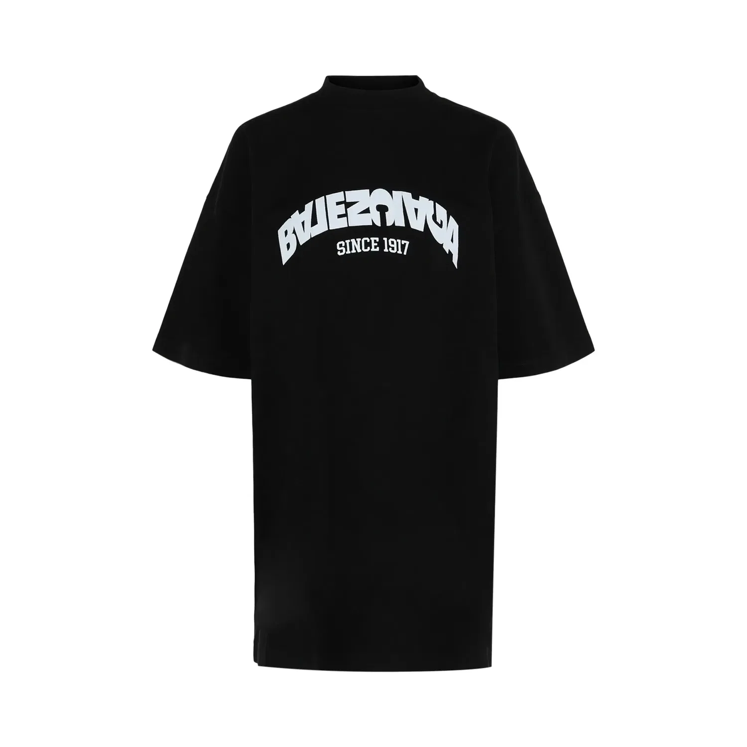 Платье-футболка Balenciaga Oversized с откидной задней частью и логотипом, черный