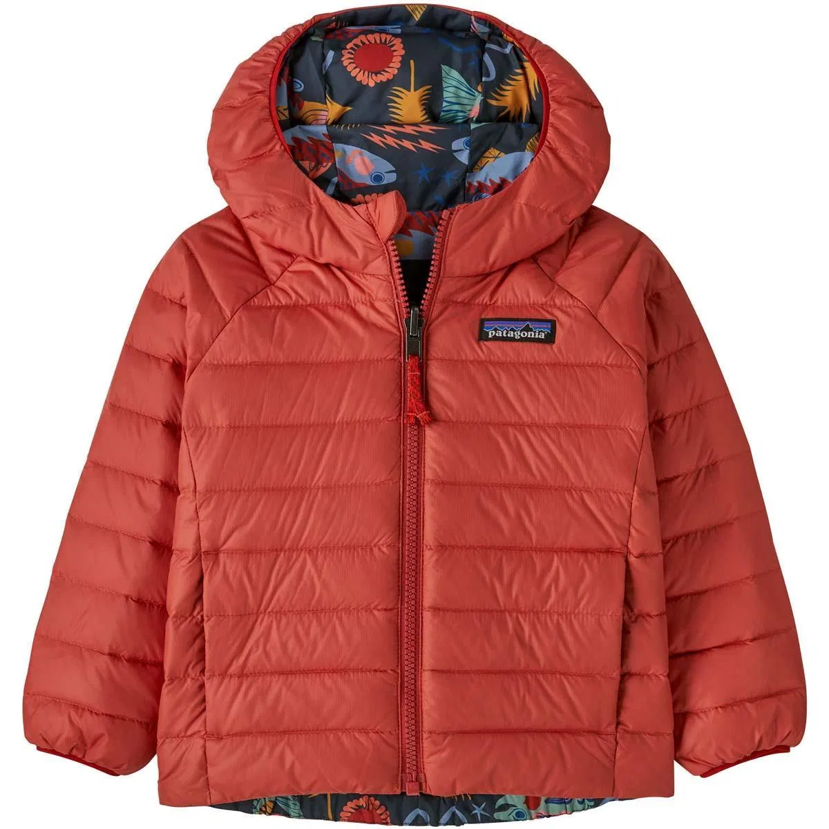 Детское одеяло-куртка Patagonia Baby Reversible Down Sweater Hoody, Salmon Energy/Ink Black — фото 2