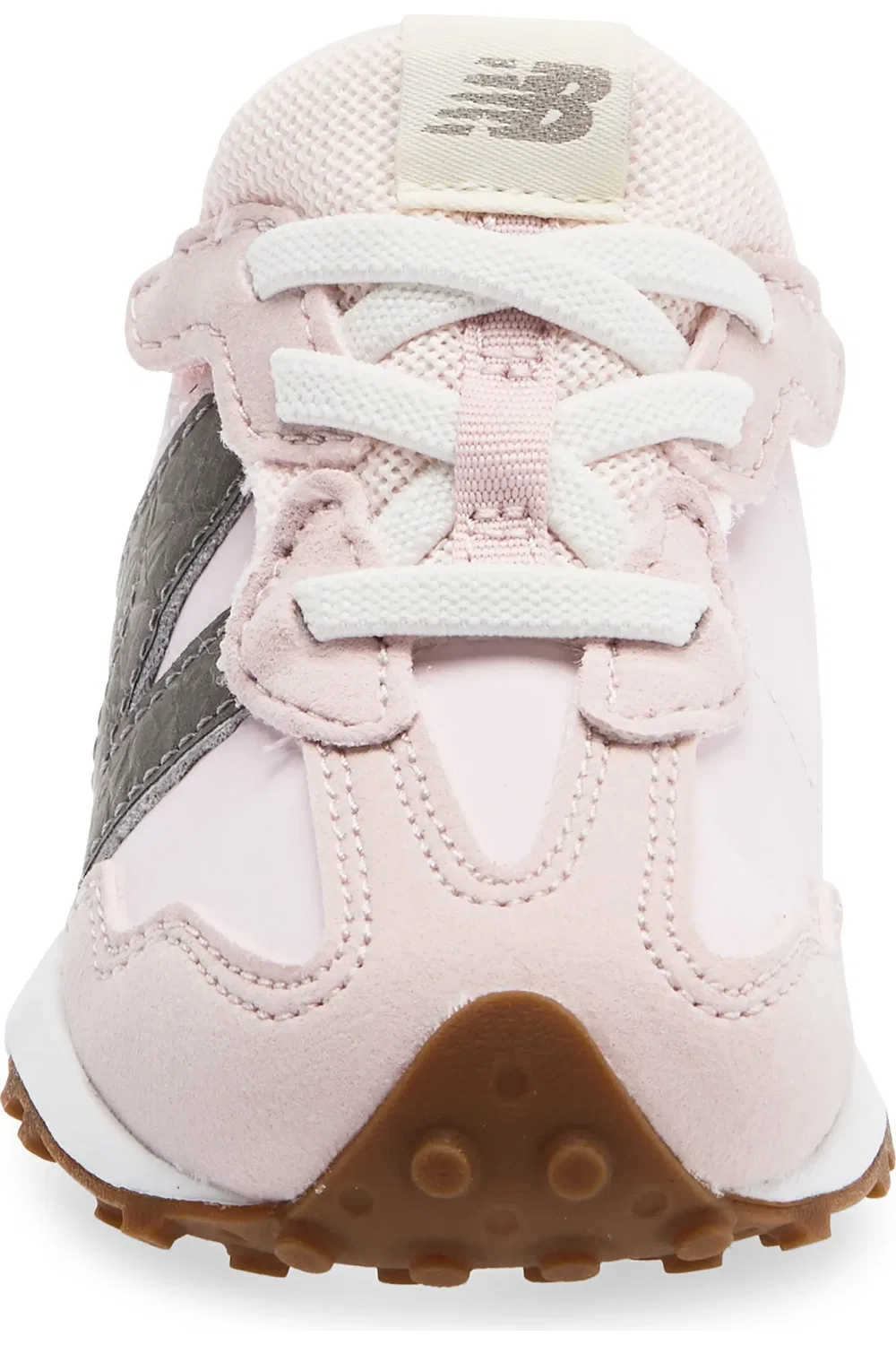 Детские кроссовки для первых шагов 327 New Balance, Pink Salt/Dark Silver Metallic — фото 4