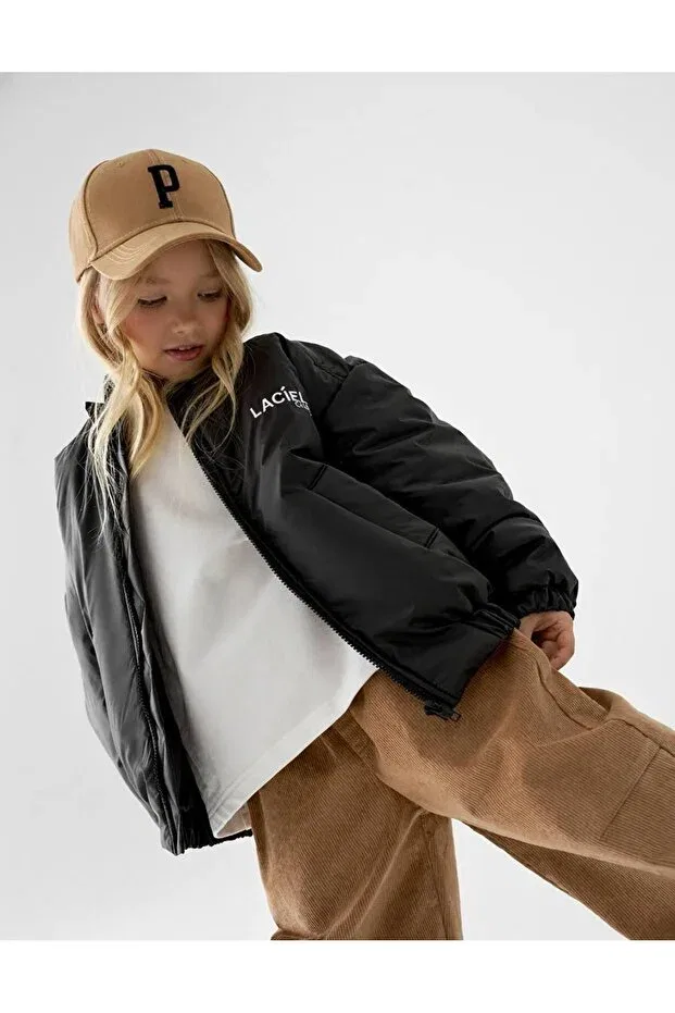 Детский пуховик для девочек с водоотталкивающей пропиткой La'Ciel paris mont waterproof Laciel Prs, Black — фото 3