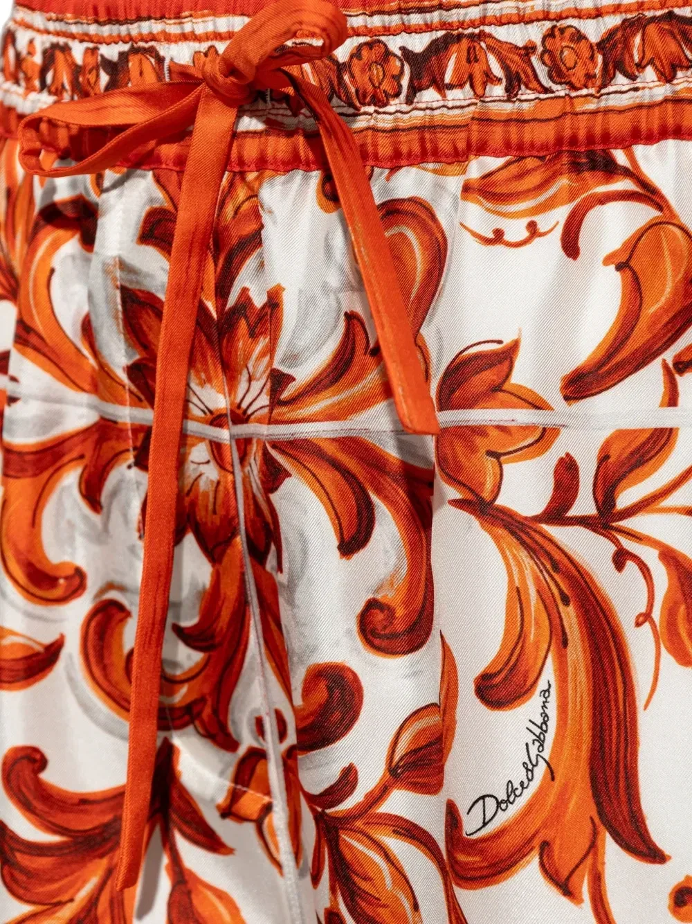 Шорты из шелка с принтом «Майолика» DOLCE & GABBANA, белый — фото 3