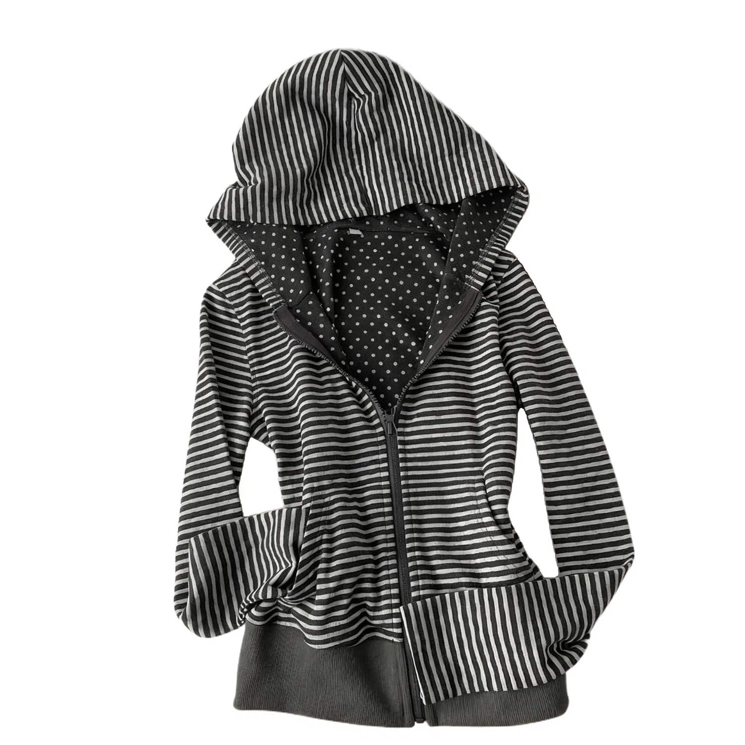 Женский худи с принтом Y2k Striped Hoodie, Grey