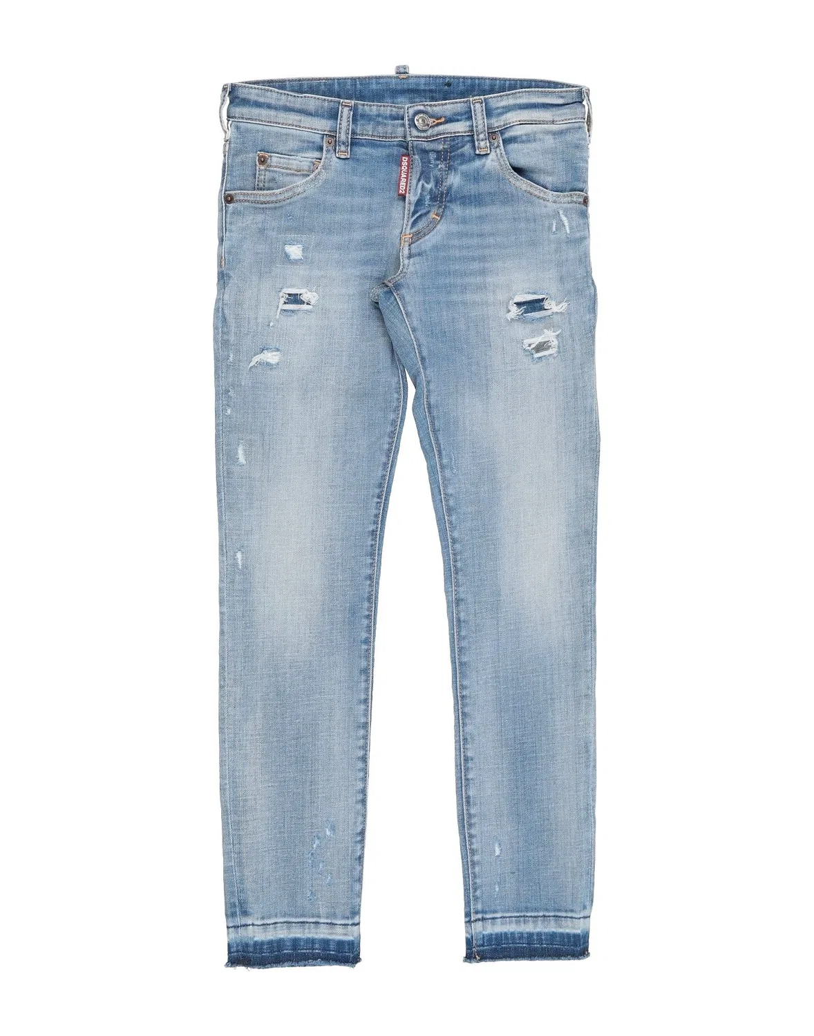 Детские джинсы для девочек с потертостями Dsquared2, Light Wash, синий