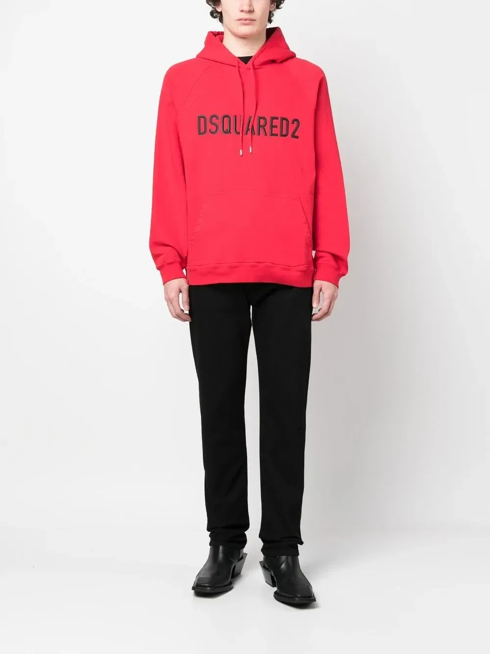 Худи с капюшоном кулиской и выпуклым логотипом Dsquared2, красный — фото 2