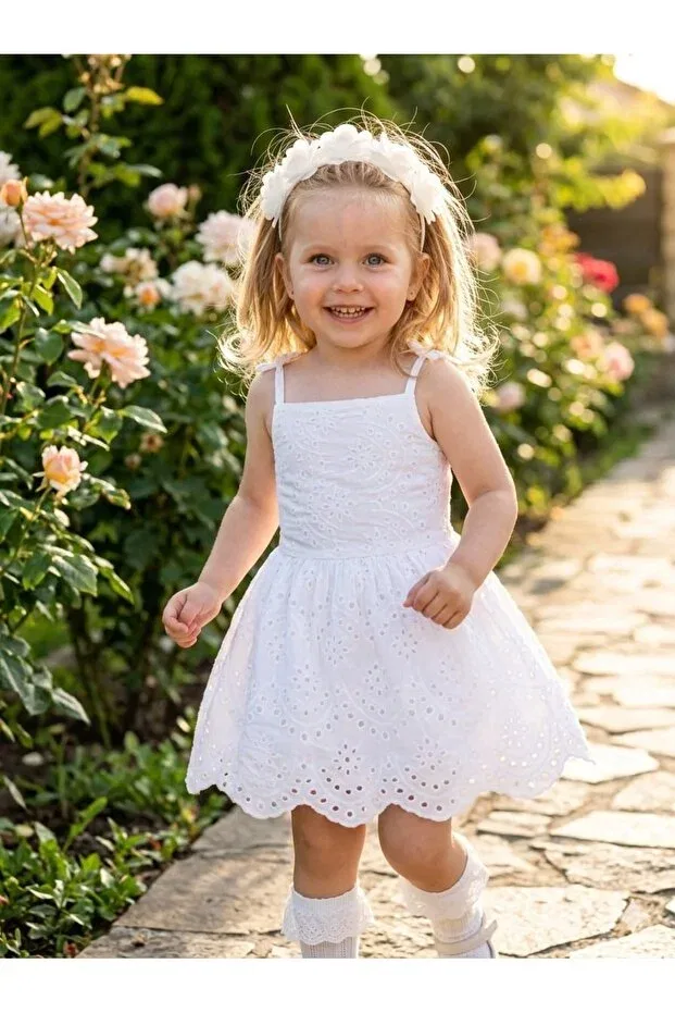 Детское платье для девочек с вышивкой Tunay Moda, White