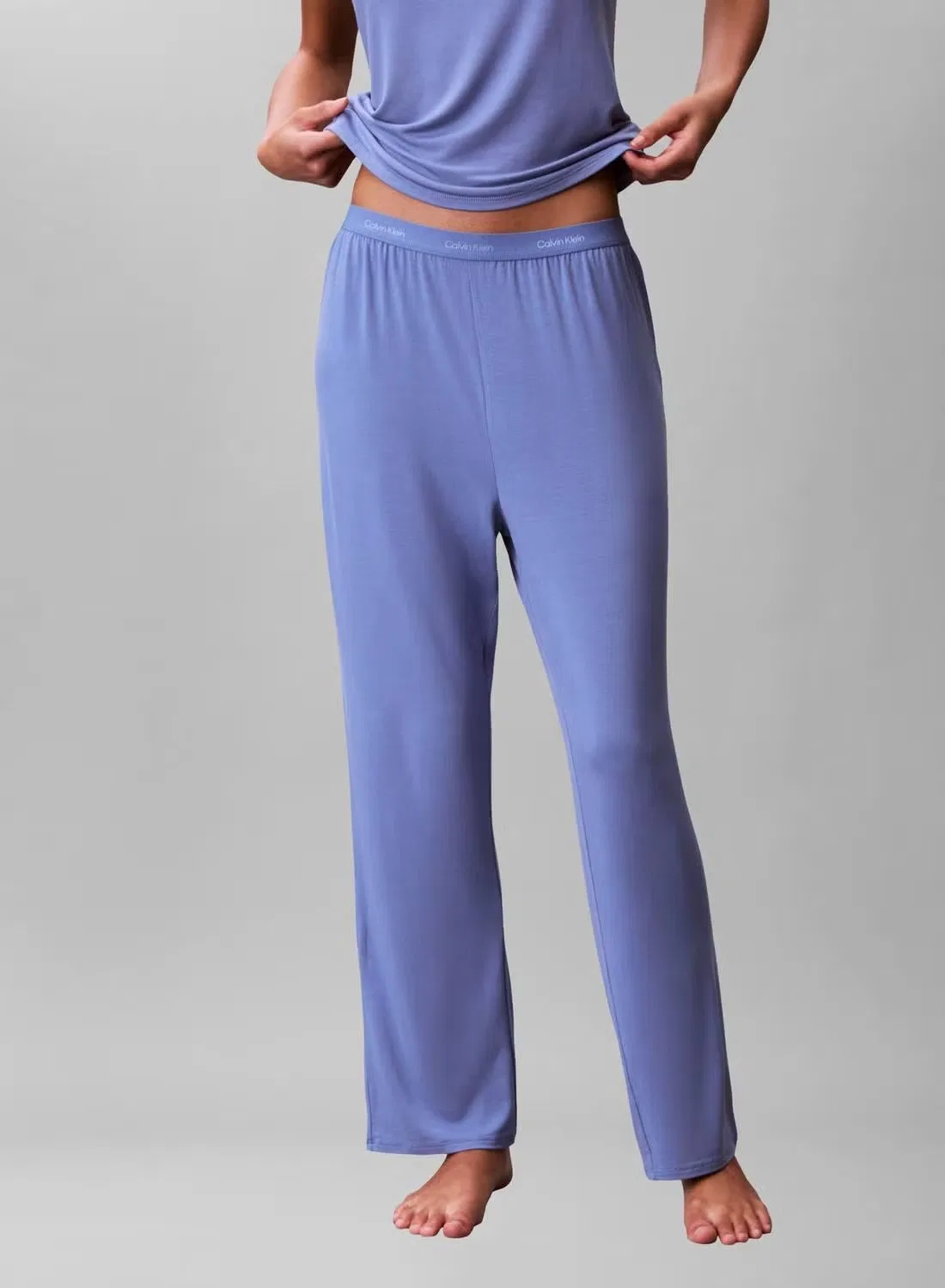 Брюки пижамные из мягкого модала с прямой штаниной Ultra Soft Modal Calvin Klein, синий — фото 2
