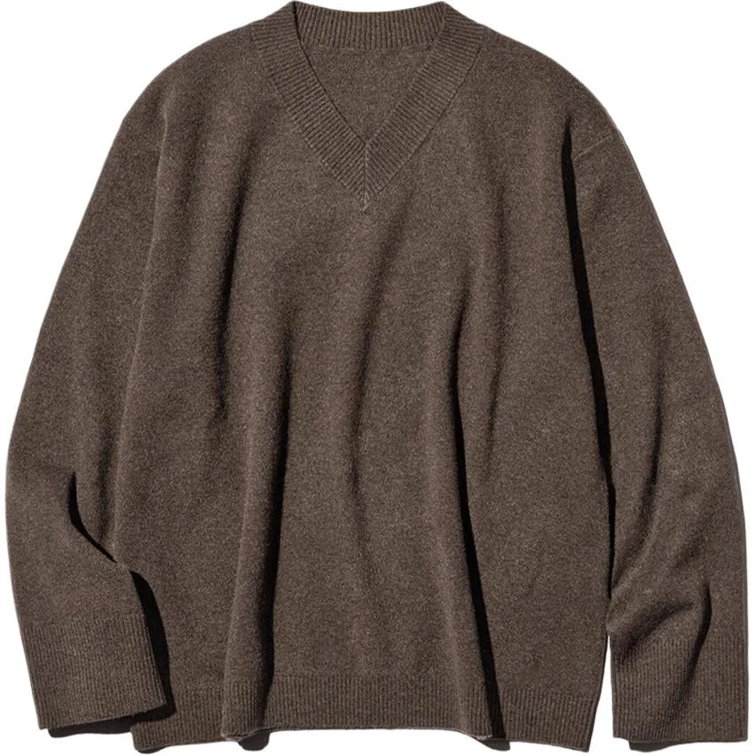 Женский свитер с V-образным вырезом UNIQLO, Цвет Dark Umber
