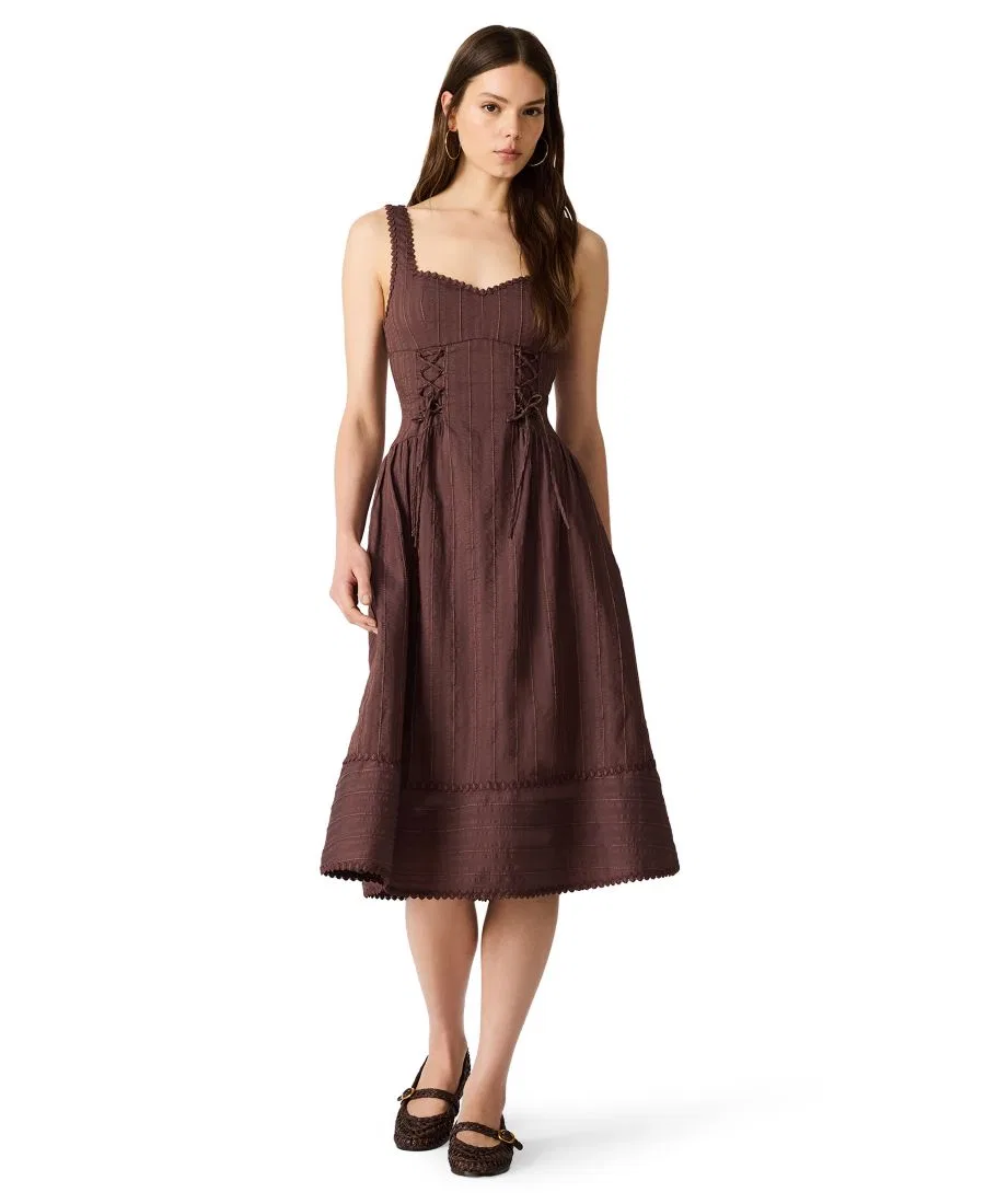 Платье-солнце с корсетом и декольте Steve Madden, Walnut