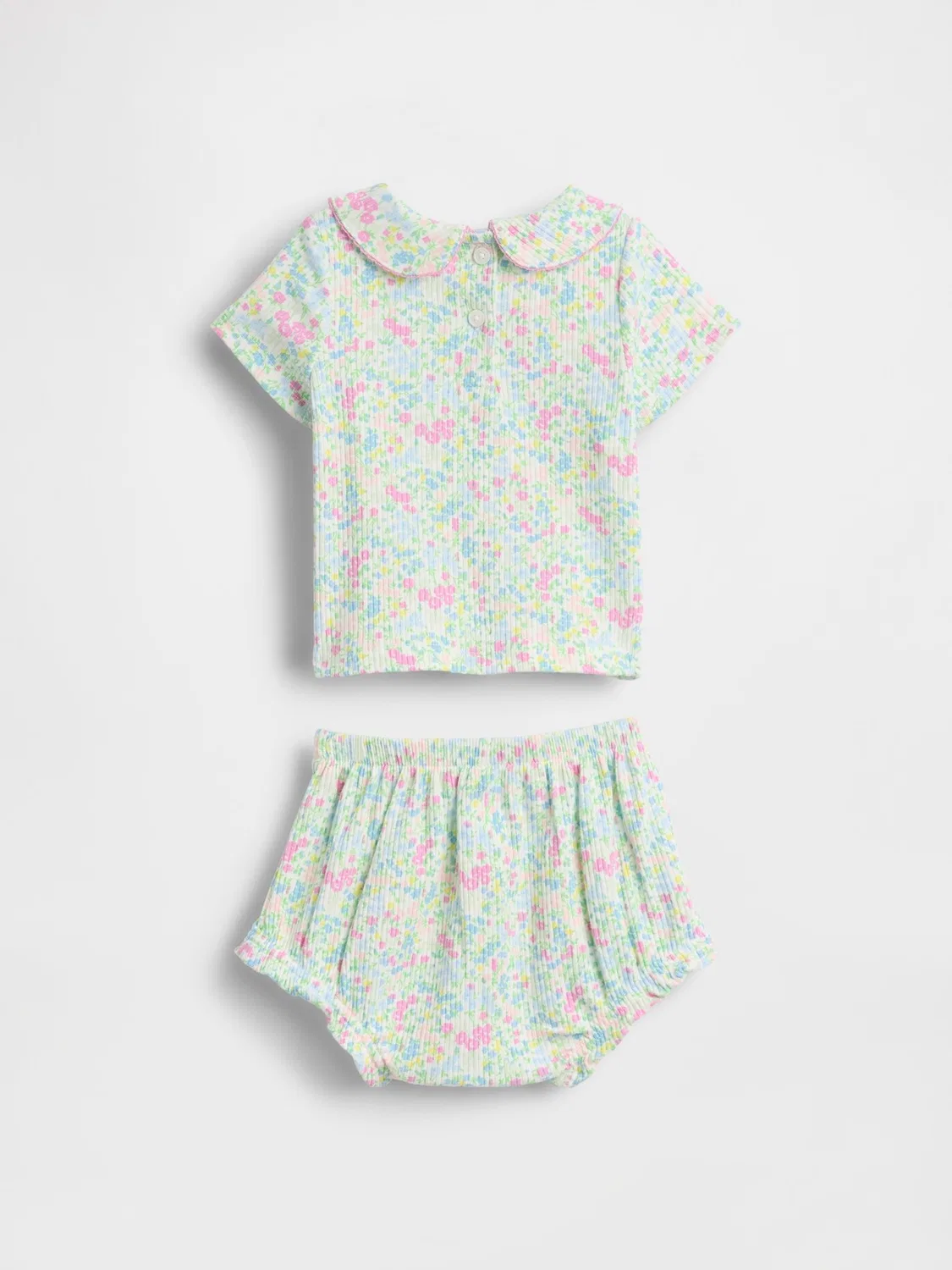 Комплект из футболки и ползунков, с цветочным принтом Gap, Pink Floral — фото 2