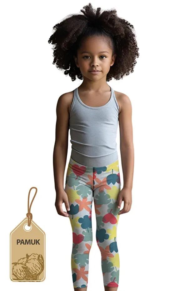Детские леггинсы для девочек с принтом Mk Mukko Kids, Leaf Patterned — фото 4