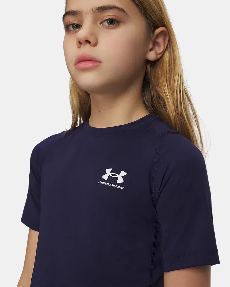 Футболка с коротким рукавом быстросохнущая HeatGear Armour UnderArmour, Midnight Navy/White — фото 3