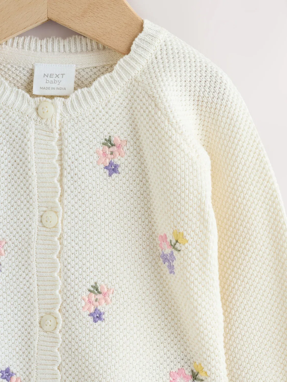 Кардиган детский с вышивкой, Embroidered Baby Cardigan Next, белый — фото 3